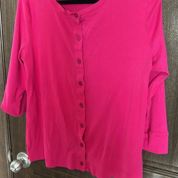 Talbots bright Pink Cardigan in 100% Pima cotton - Large GUC - Picture 3 of 7